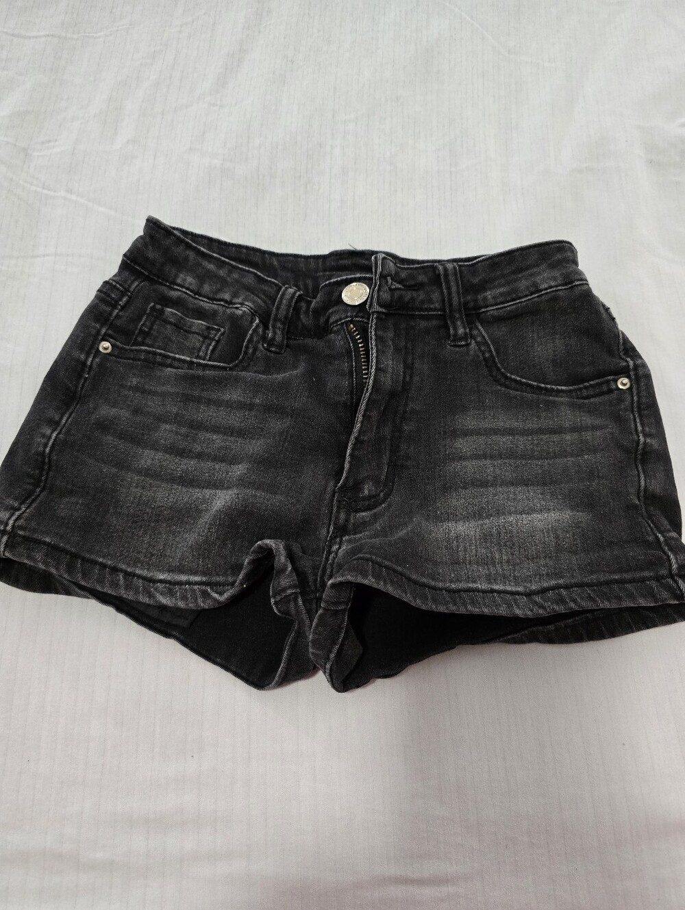 Women's Black Washed Denim Shorts